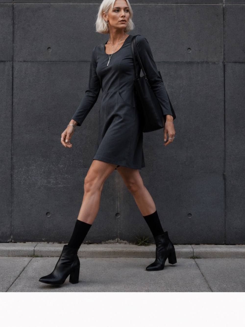 Skunkfunk | Dark Gray Long Sleeve Scoop-Neck Dress | Size 6